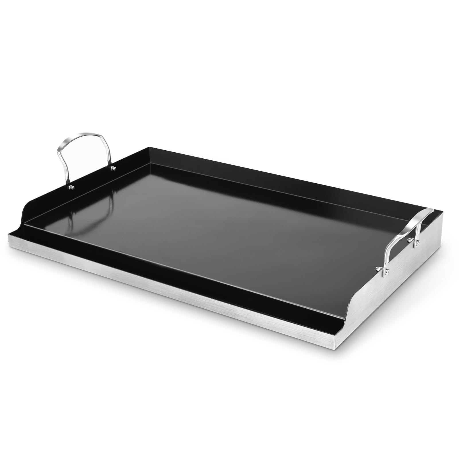GFTIME 63.5 x 40.6cm Ceramic Nonstick Stainless Steel Griddle for Gas & Charcoal BBQ, Universal Plancha Flat Top Plate for Grill & Hob, PFAS PFOA PTFE Free, Oven Safe to 500°F, Non-Stick Coating