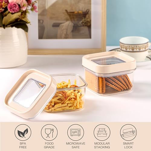 Image of CELLO Airlock Square Pet Storage Jar for Kitchen Set of 2 Pcs 450ml Transparent | Freezer & Fridge Safe Stackable Airtight Kitchen Storage Container Jar Set for Bread Cereal Coffee Fruits Pasta Spices
