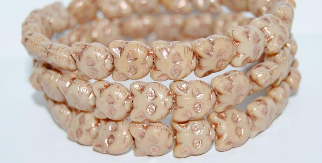 80 pcs Cat Head Muzzle Pressed Glass Beads, 1740 (1740), Glass, Czech Republic, Size 13 x 12 mm (0.51 x 0.47 in)