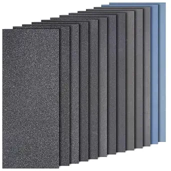 Sand Paper Assortment, 52 Sheets, Assorted Grits 120/150/180/240/320/400/600/800/1000/1500/2000/2500/3000, 4 Sheets Each, 9 x 3.6 Inches, Dry & Wet Sanding