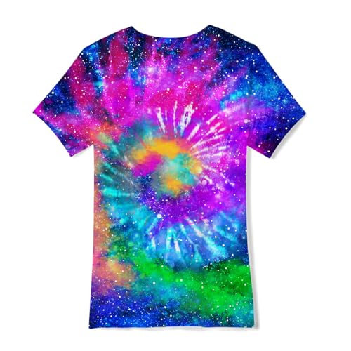 Image of Boys Tie Dye Shirt Size 13-14 Teen Kids Colorful Graphic Short Sleeve Youth T Shirts Children Novelty Tees Clothes