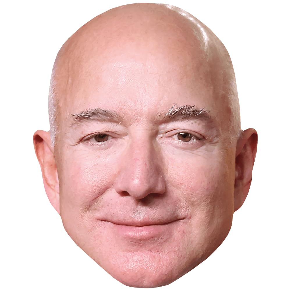 Jeff Bezos (Grin) Celebrity Mask, Flat Card Face, Fancy Dress Mask