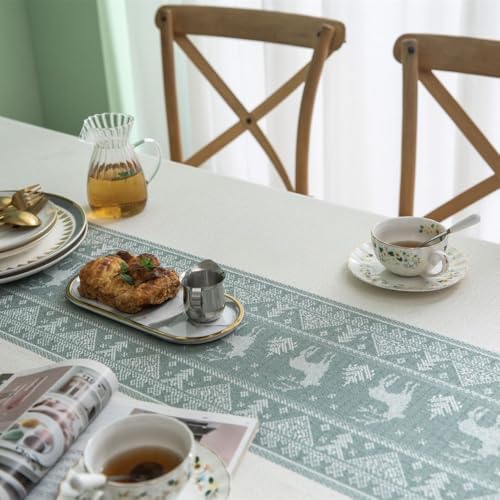 Nappe jacquard imitation coton lin protectrice pour table rectangulaire - 7