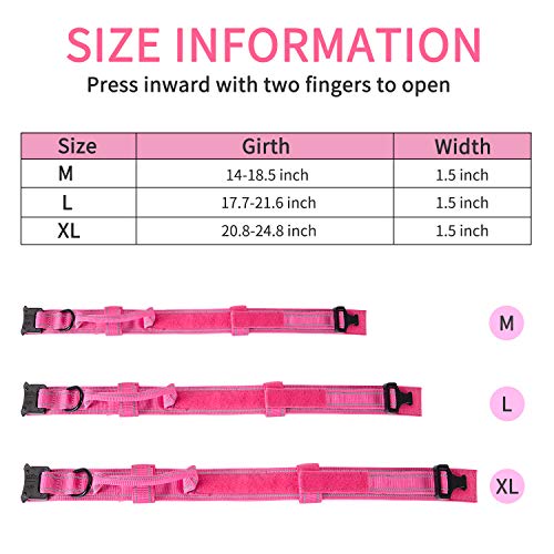 Dog Collar Tactical Highly Reflective Military Pet Collar Nylon With A American Flag Patch And A American Flag Pendant K9 Collar With Metal Buckle And Control Handle For L Pink #TOP6