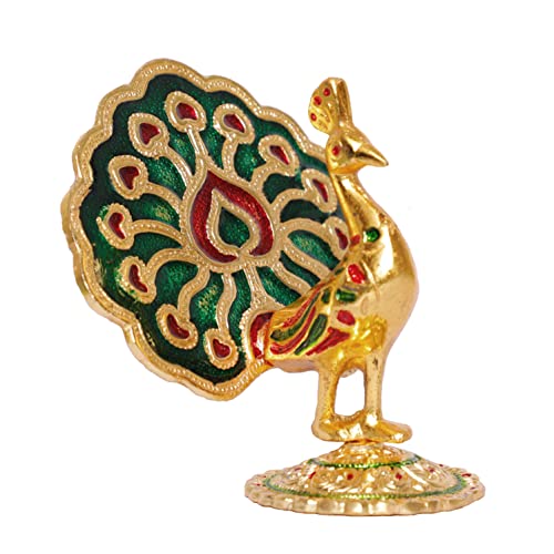 Image of KridayKraft Peacock Metal Statue Idol Decorative Showpiece Feng Shui As Table Top Figurine for Living Room Bedroom Home Office Decor for Decoration & Gifting Purpose (Multicolor)