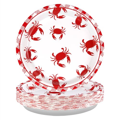 Greencian 50Pcs Crab Party Paper Plates 9 Inch for BBQ Picnic