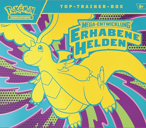 Pokémon-Sammelkartenspiel: Top-Trainer-Box Mega-Entwicklung – Erhabene Helden (1 Vollbild-Promokarte, 9 Boosterpacks & Premium-Zubehör)