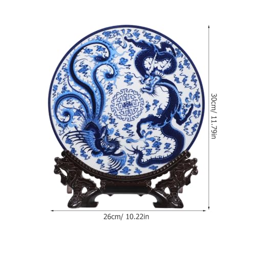 Decoración de porcelana oriental con diseño de fénix y soporte 3