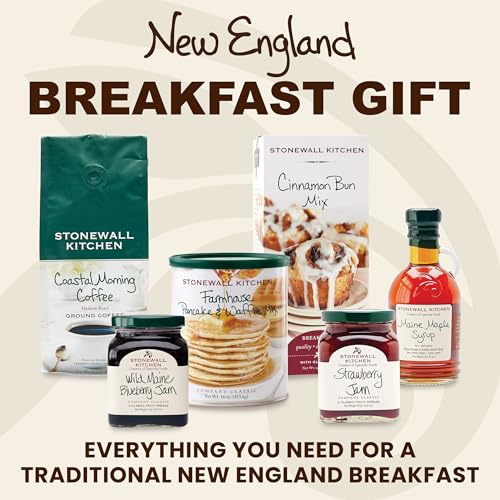 Stonewall Kitchen, New England Breakfast 6-Piece Breakfast Holiday and Christmas Gift Set with Reusable Basket - Image 3