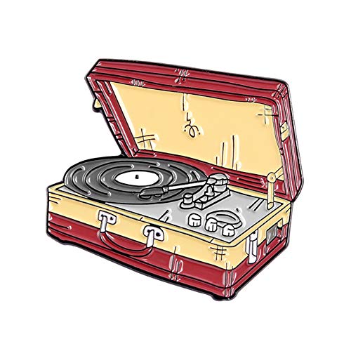 zhenleisier Brooch Pin,Unisex Suitcase Vinyl Record Player Enamel Brooch Pin Suit Sweater Shirt