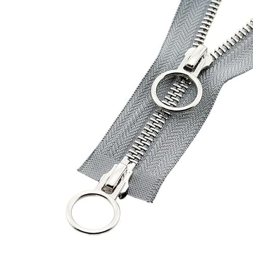 Zipper， 1PC Zip Zipper Jacket Double Slider DIY Sewing Circle Sliders Garment(Grigio,70cm)
