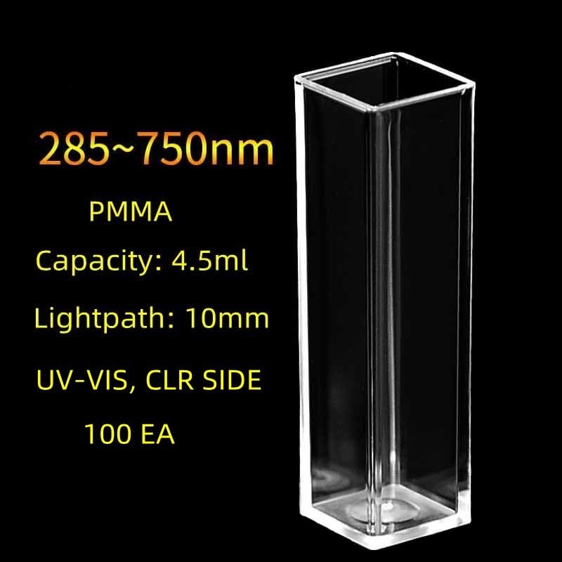 Cuvetta in plastica monouso Cuvetta in PMMA Capacità 4,5 ml UV-VIS CLR LATO Metacrilato Percorso luminoso da 10 mm Cat NO.14955130 100 EA/PK