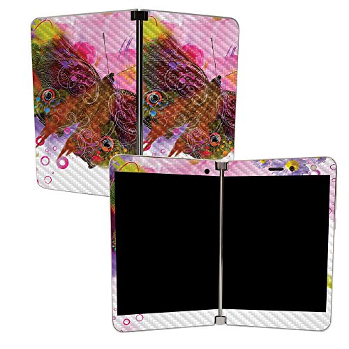 Image of MightySkins Carbon Fiber Skin for Microsoft Surface Duo - Hippie Butterfly | Protective, Durable Textured Carbon Fiber Finish | Easy to Apply | Made in The USA