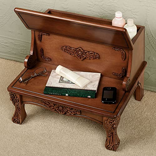 Touch Of Class Victoriana Wooden Bed Steps Natural Cherry One Size - Handcrafted Wood - Victorian Style - Floral, Leaf Designs - Storage Space - Bedside Stools For Bedroom, High Beds #TOP3