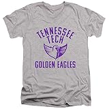 Tennessee Technological University Official One Color Tennessee Tech Golden Eagles Logo Unisex Adult V-Neck T Shirt,Athletic Heather, X-Large