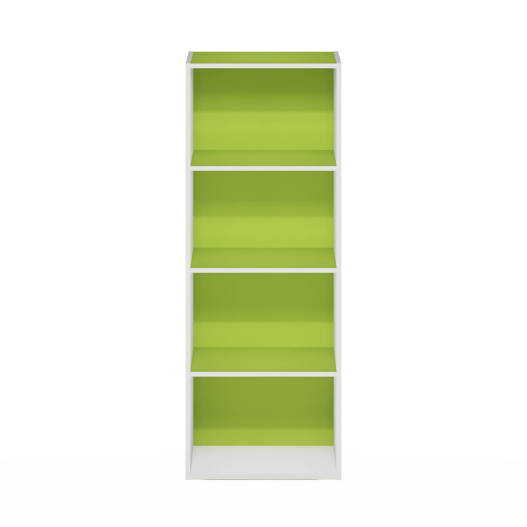 Furinno Luder 2-Tier Bookcase Shelf - Simple Green & White Storage For Books, Plants, Decor