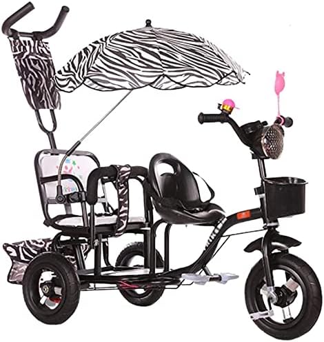Stroller Wagon Tricycle Trike Cart Double Children’s Tricycle Twin Stroller Second Child Three-Wheeled Bicycle Infant Stroller Large Adjustable Stroller Carriage Stroller/Pink over 1 year old girl gif