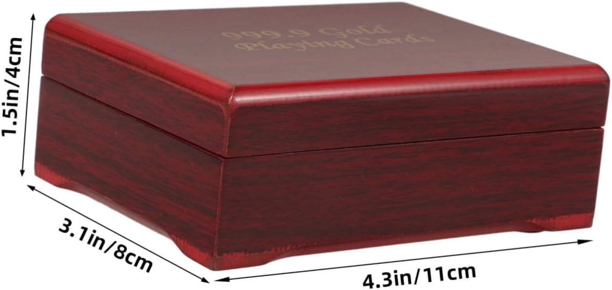 Hemoton Wooden Poker Storage Box Vintage Design Compact Playing Card Case Organizer for Desktop Use Practical Wooden Case for Deck Cards Friends and Family image 2