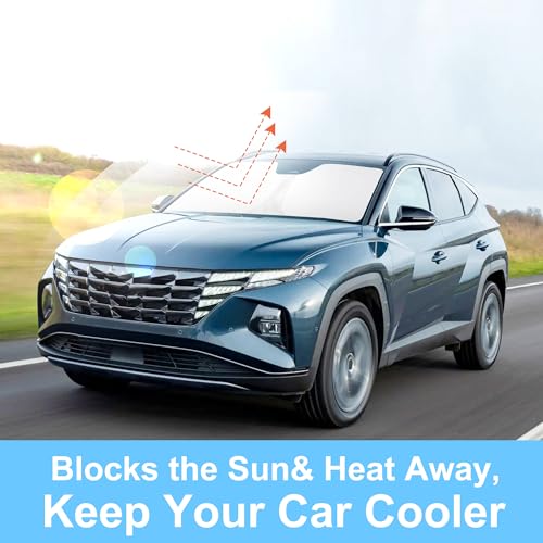 Image of Windshield Sun Shade Custom Fit for 2016-2021 Hyundai Tucson Accessories Foldable Sunshade Sun Blocker Protect Car from Sun Rays & Heat Damage Keep Car Cooler
