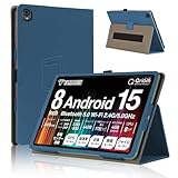 For Qriom QA15-80 ケース カバー【HNWEIWEI 】 8 インチ 360°全面保護 二つ折りスタンド多視角調整 ペンホルダー付き 磁気吸引 全面保護型 擦り傷防止 耐汚れ 持ち運びに便利なハンドストラップがあり 山善(YAMAZEN) QA15 タブレット 用 ケース カバー （ネイビーブルー）