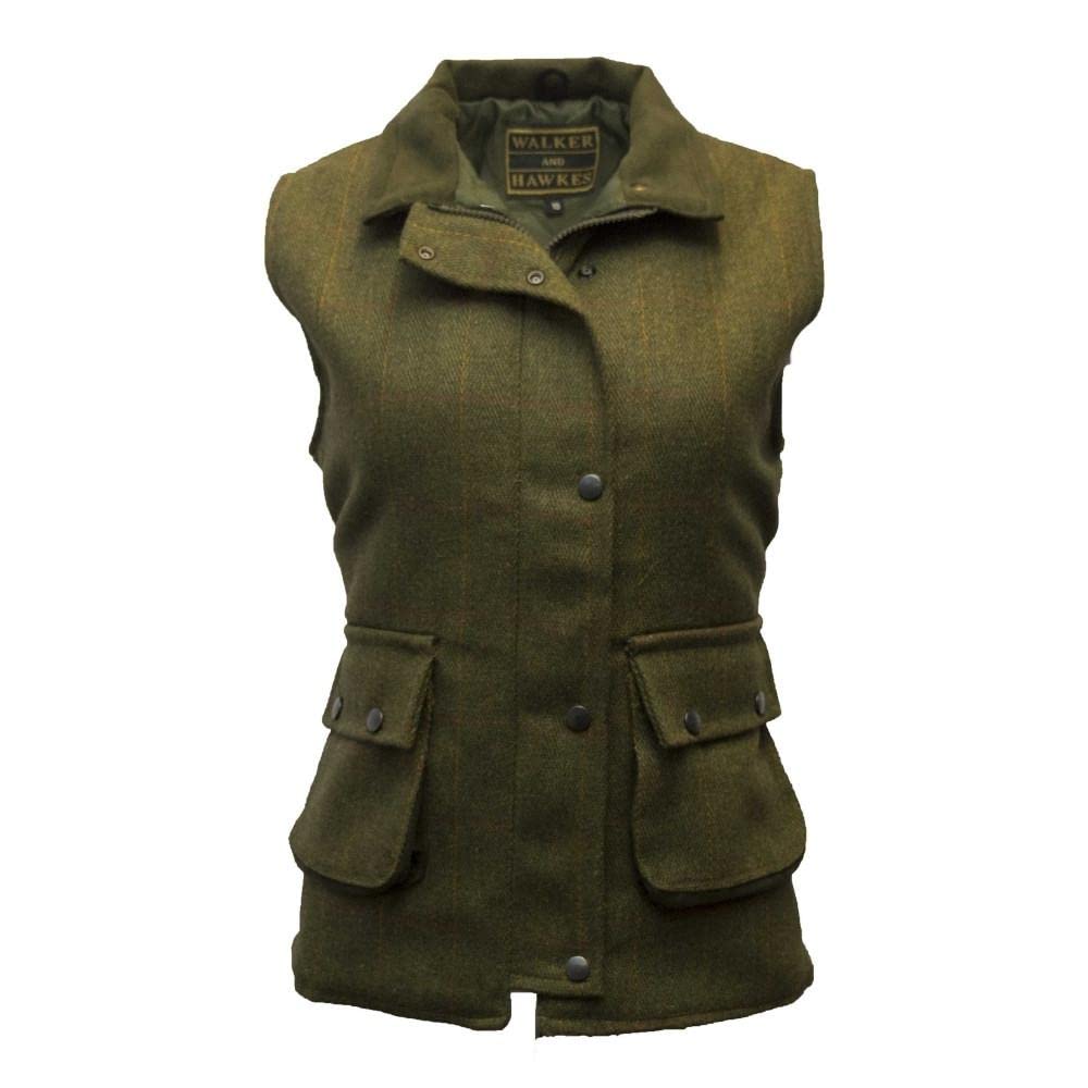 Walker & Hawkes - Bayston - Veste sans Manches Derby - pour Femme - Tweed - Chasse/Campagne