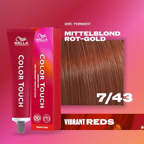 Coloration Color Touch Vibrant Reds 743 Blond Moyen Doré Wella 60ml - vue 3