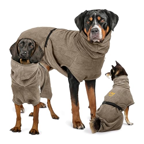 Rudelkönig Hundebademantel aus 100% Baumwolle - Saugstarker Bademantel Hund klein - Kuscheliger Hunde Bademantel für kleine Hunde