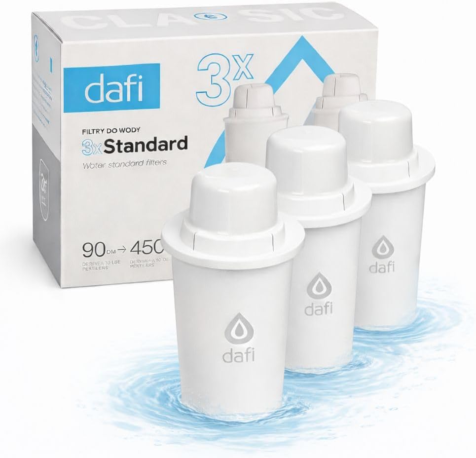Dafi Standard Water Filter for Pitcher 3-Pack - Compatible with Brita - Filter Replacement Pod with Activated Carbon - Lasts to 135 Days - Drinking Water Filtration System Enhances Purity - BPA-Free