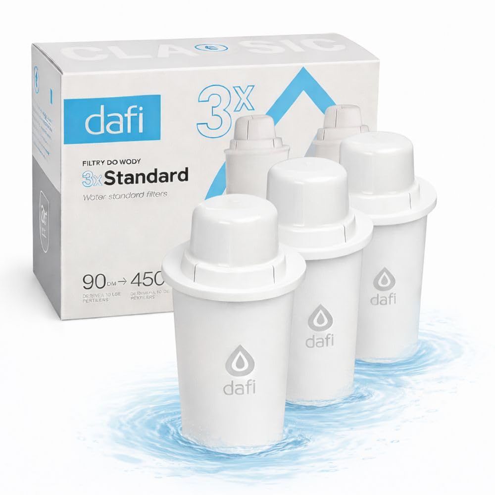 Dafi Standard Water Filter for Pitcher 3-Pack - Compatible with Brita - Filter Replacement Pod with Activated Carbon - Lasts to 135 Days - Drinking Water Filtration System Enhances Purity - BPA-Free