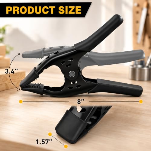 Image of 4-Piece 8-inch Spring Clamps, Heavy Duty Metal Woodworking Clips Spring Clips, 3.4 inch Jaw Opening, Photography Backdrops & DIY Projects