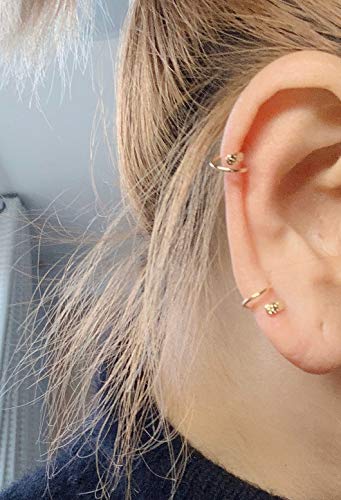 Minimalist 925 Sterling Silver Tiny Hook Earrings Cartilage Wrap Earring for Women and Men (Silver)