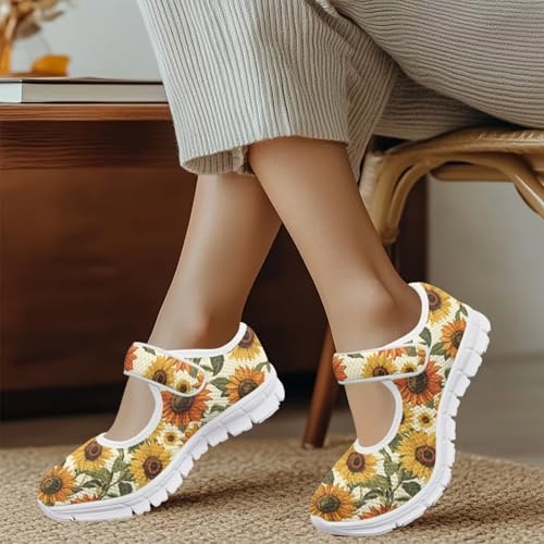 Coloranimal Mary Jane Flats Shoes for Women Casual Mary Jane Shoes Slip On Shoes Buckle Strap Round Toe Women's Flats Uniform Shoes Outdoor4