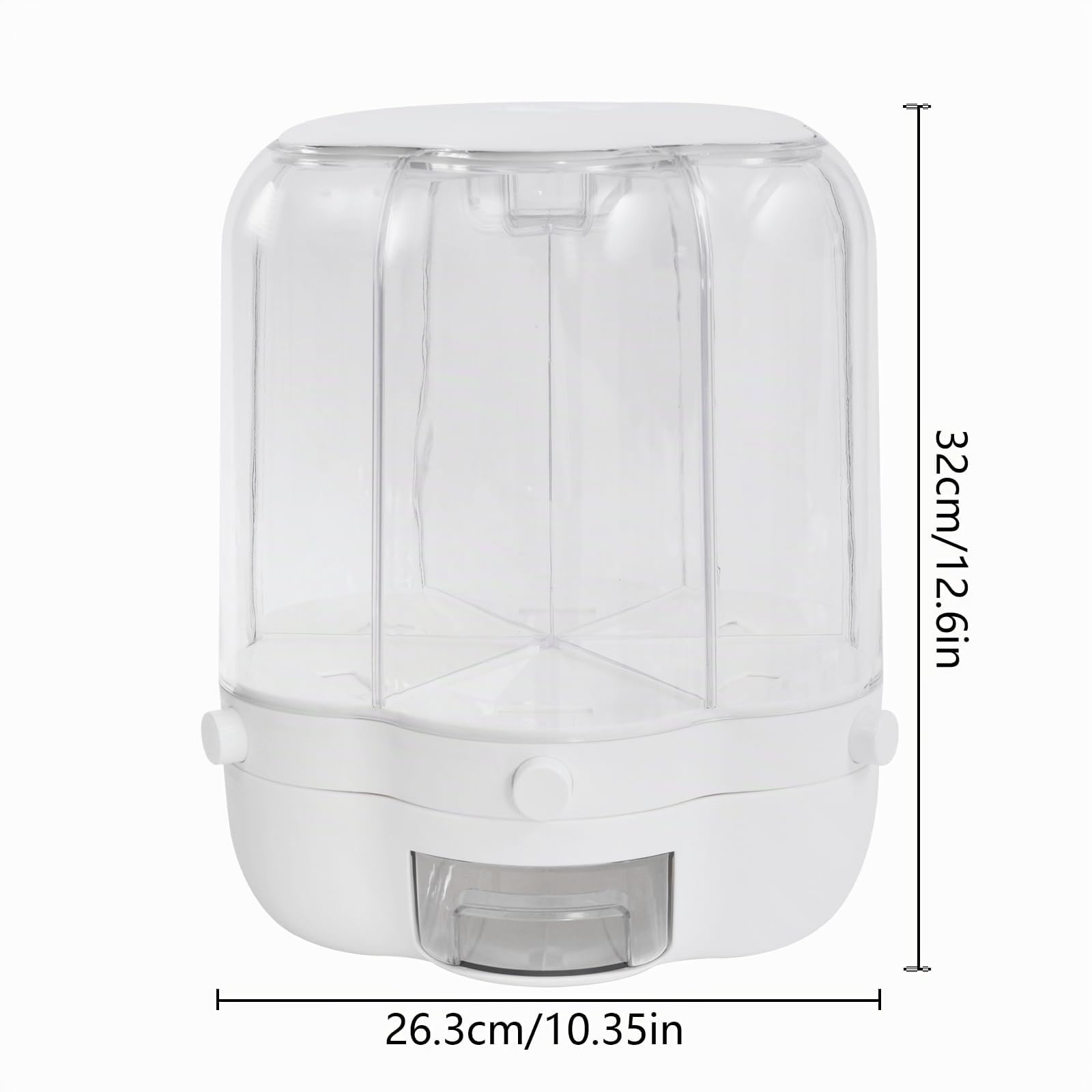 6 In 1 Rotierender Getreidespender Reisspender 360° drehbarer transparenter Getreidebehälter versiegelte Aufbewahrungsbox für Reis Soja und Roten Bohnen (12.5kg)
