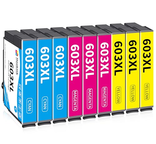 Hookink 603XL Cartucce Compatibili per Epson 603 XL Colori per Expression Home XP-2100 XP-2105 XP-2150 XP-2155 XP-3100 XP-3150 XP-4150 Workforce WF-2810 WF-2830 WF-2850 (3 Ciano, 3 Magenta, 3 Giallo)