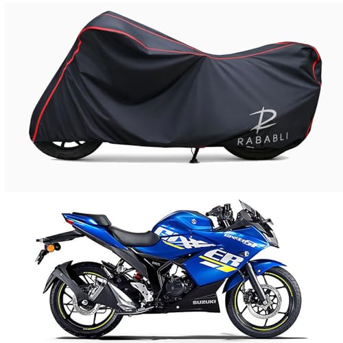 Image of Waterproof Bike Body Cover Compatible for | Suzuki Gixxer SF 250 Moto | Taffeta Fabric, Red Piping Design, Bottom Elastic Fit | Dustproof, Sun UV & Rain Protection for All Bikes