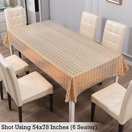 Image of HOKIPO PVC Dining Rectangular Table Cover 6 Seater, 54X78 Inches (Ar-4349-D1),Gold