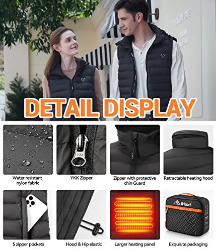 Ihood Men's Heated Vest With Battery Pack, Heated Vest Men With Retractable Heated Hood Washable Heated Jackets For Men #TOP3