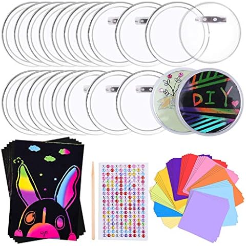 WXJ13 20 Pack Design Your Own Badge with 310 Pcs 3 styles to make badge material for Craft Supplies DIY Badges and Kids Party Bag Fillers Cover