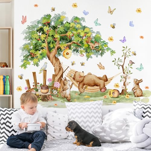 Vinilo decorativo grande árbol y animales para pared miniatura 6