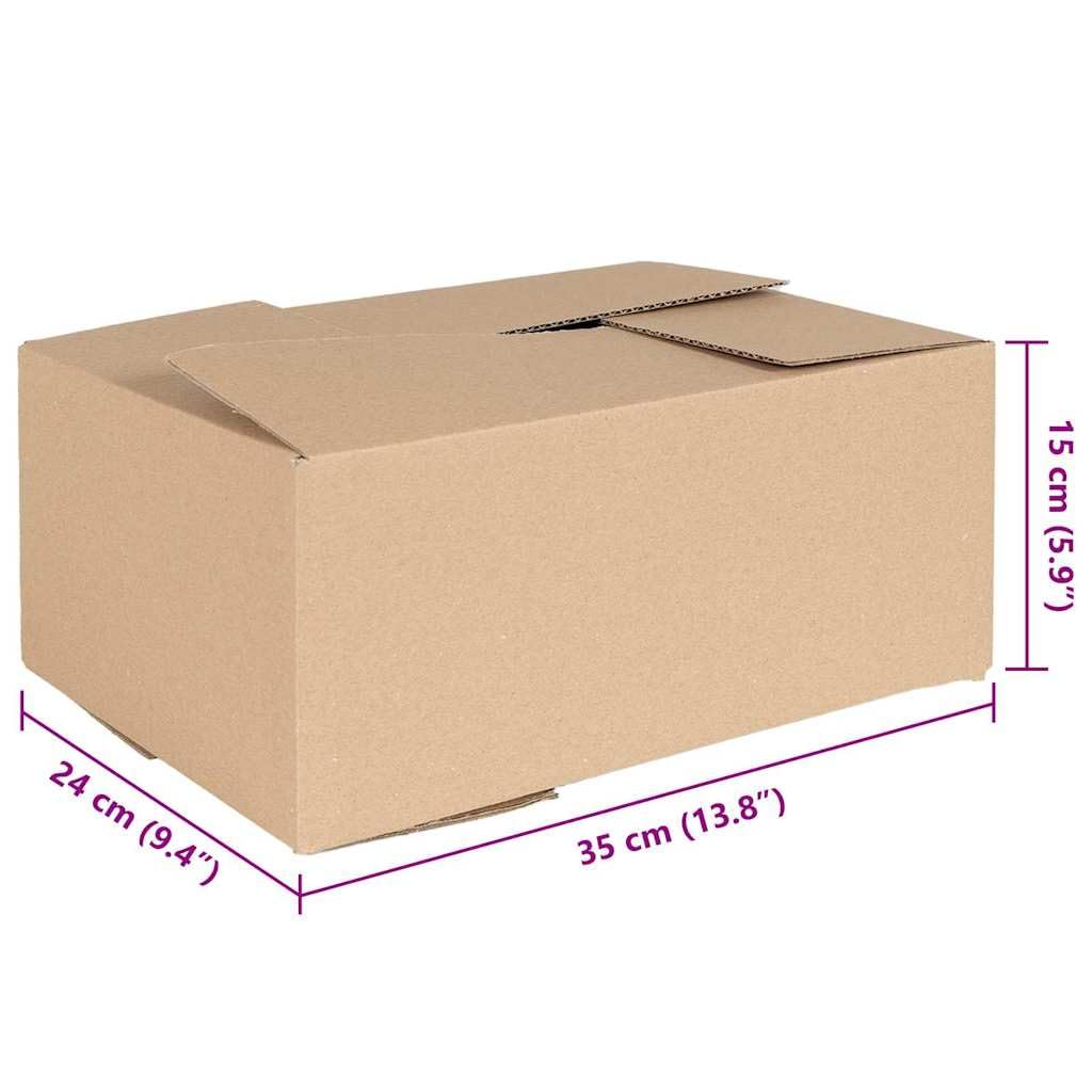 Faltbox aus Pappe natur 35 x 24 x 15 cm, 50 Stück faltbare Aufbewahrungsbox mit modernem Design, platzsparend zusammenklappbar, ideal für saisonale Deko und Büroorganisation,