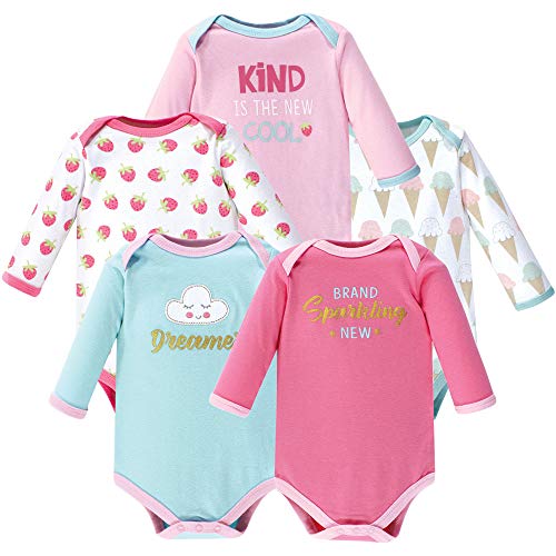 Image of Luvable Friends baby-girls Cotton Long-sleeve Bodysuits