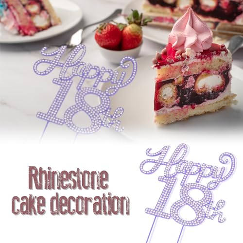Décoration gâteau 18 ans en métal strass violets de qualité premium