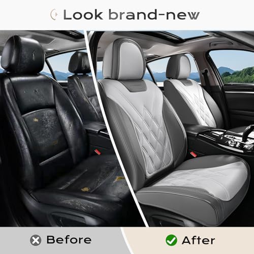 Image of Coverado Car Seat Covers, Front Covers for Cars, Car Seat Cover Front Seats, Car Seat Protector Waterproof, Leather Car Seat Cushion, Universal Interior Covers Seat Protectors for Most Cars