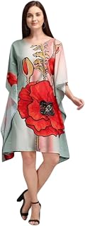 Stylish Grey Free-Size Printed Short Midi Kaftan Dress for Casual Wear Holiday Summer Vacation & Beach Wear | Flowy Kaftan... Price In India