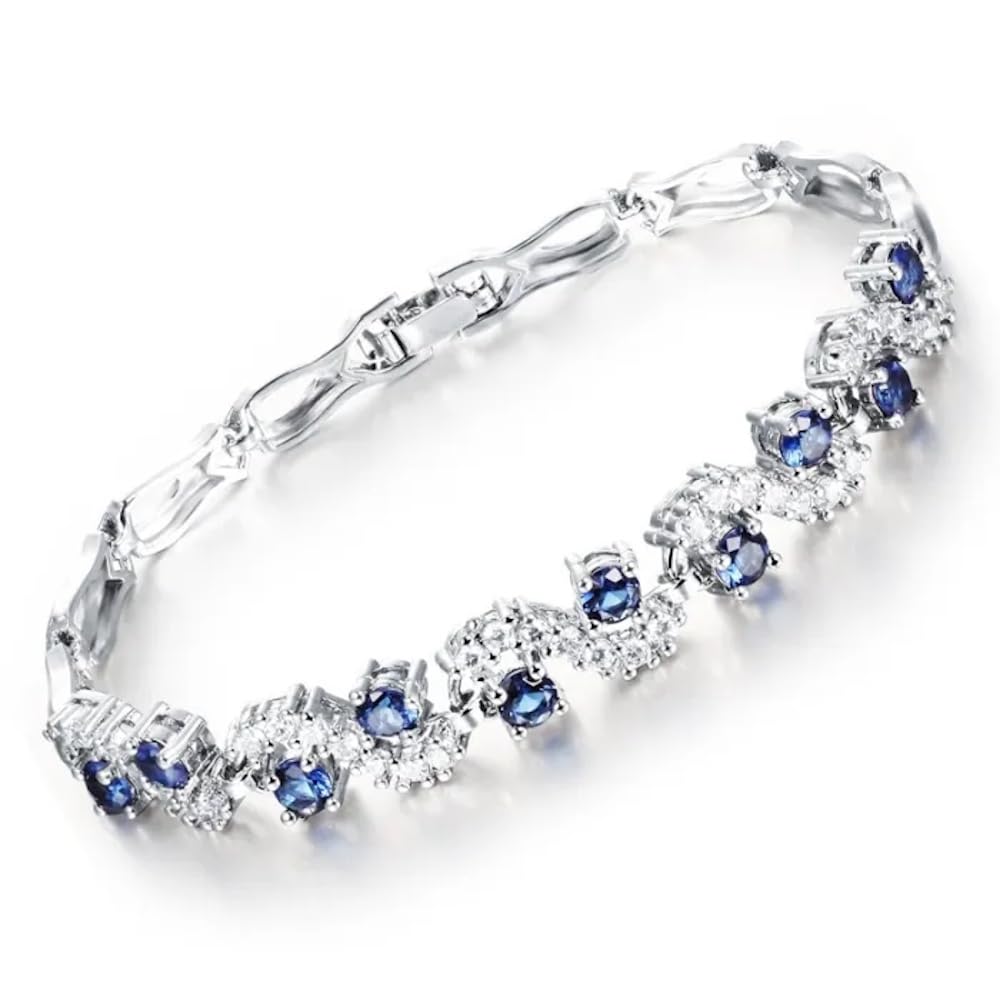 Crystalline Azuria Cristalline Azuria 18ct Chapado en Oro Blanco o Amarillo Tennis Pulsera Zirconia Cúbica Cristales con Caja para Mujeres y Niñas