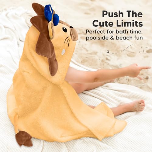 Image of KeaBabies Organic Baby Towel with Hood for Girls, Boys, Soft (Leo) | Absorbent 100% Cotton Hooded Baby Towels for Newborns, Infants, Large Hooded Bath Towels for Babies, Kids, Toddler 1-3