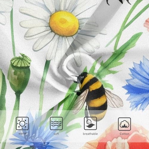 Red Poppy Flowers Bee White Cute Panties Girl Toddler Girls Underwear Cotton Florals Briefs Underpants 2t3