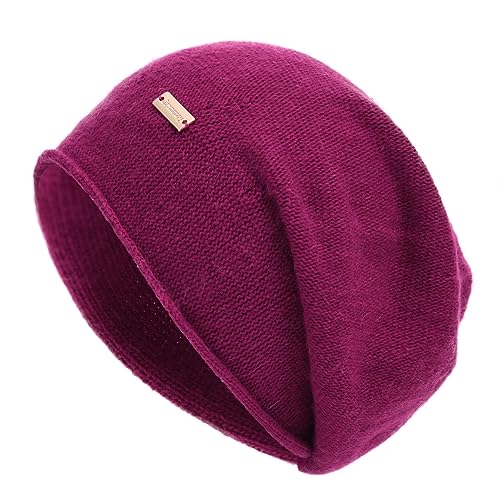 Image of jaxmonoy Cashmere Slouchy Knit Beanie Hat for Women Winter Soft Warm Ladies Wool Knitted Skull Beanies Cap