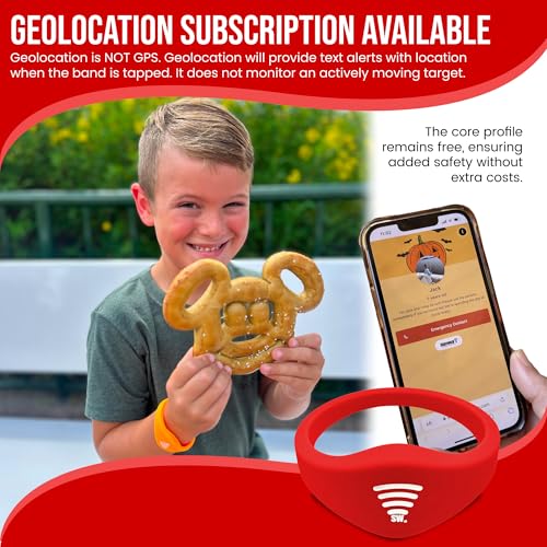 Image of Kids ID Bracelet - Fitted NFC Safety Wristband, Slip-On Child ID Band for Emergency Contact Info, Waterproof Silicone, Not GPS, Wear on Wrist or Ankle, Ideal for Theme Parks, Travel & Beaches