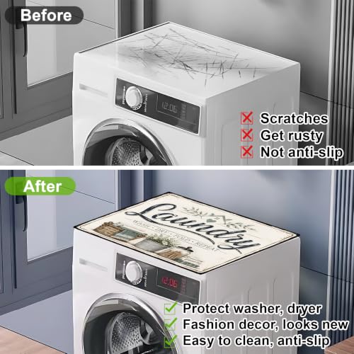 Image of Washer and Dryer Topper for Top,23.6 inch x 19.7 inch Washer Dryer Countertop Mat, Waterproof & Anti-Slip Dryer Top Protector Mat (Laundry Vintage, 23.6x19.7inch)